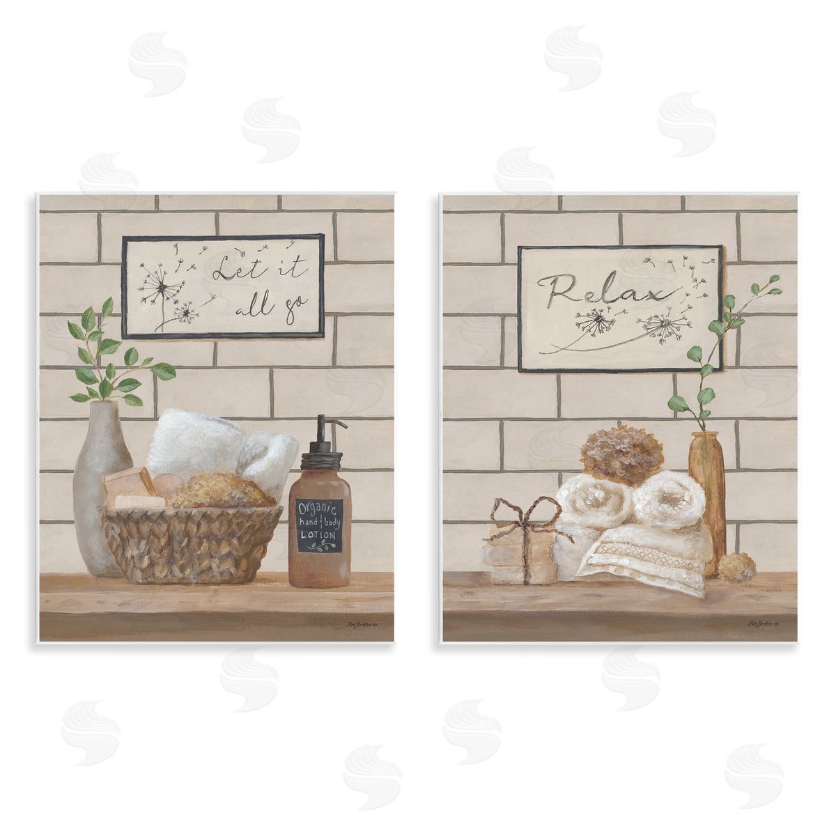 Pam Britton Go Relax Traditional Bathroom  Wooden Wall Plaque Art Print