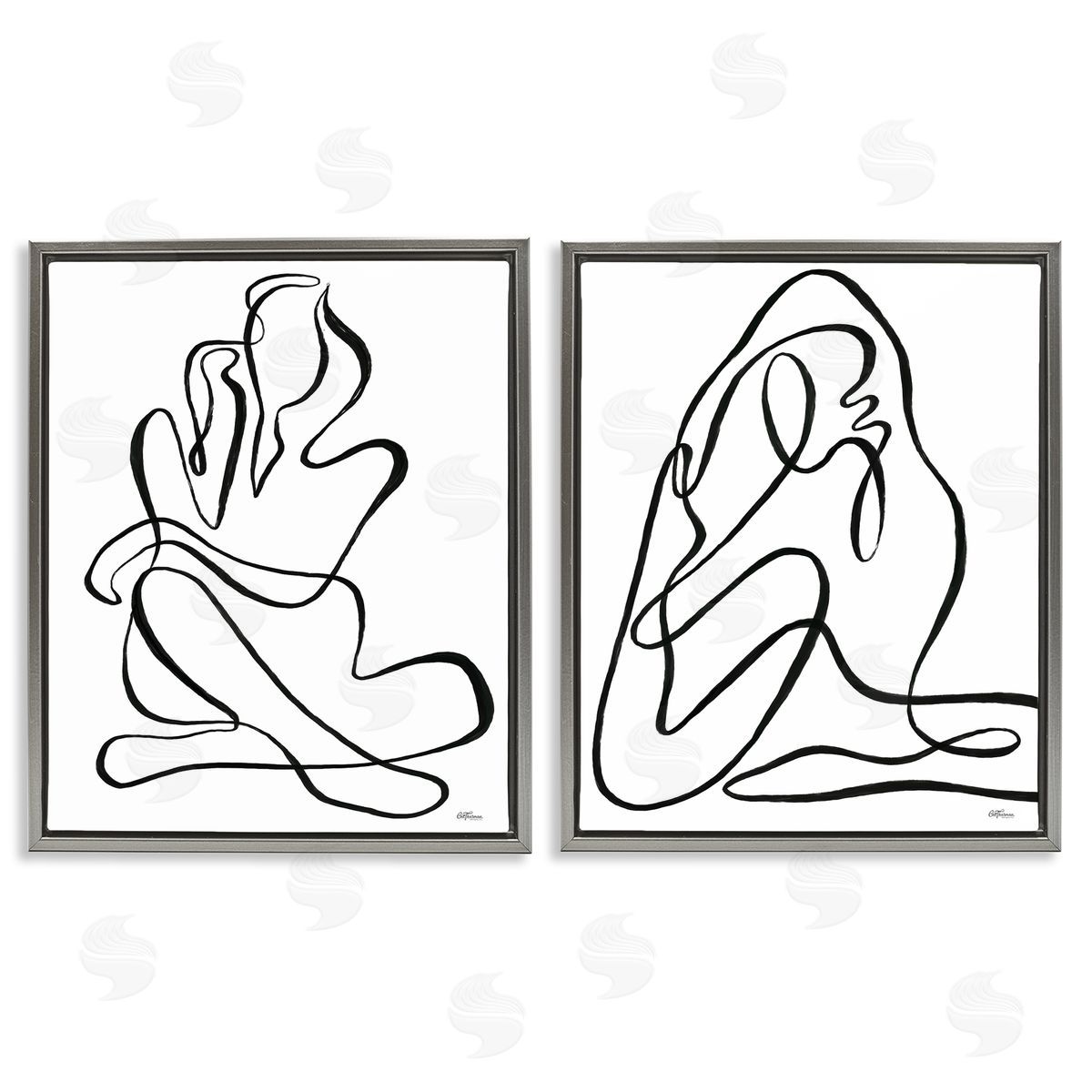 Cat Thurman Designs Minimalist Female Figure Gray Floating Frame Canvas Wall Art Print