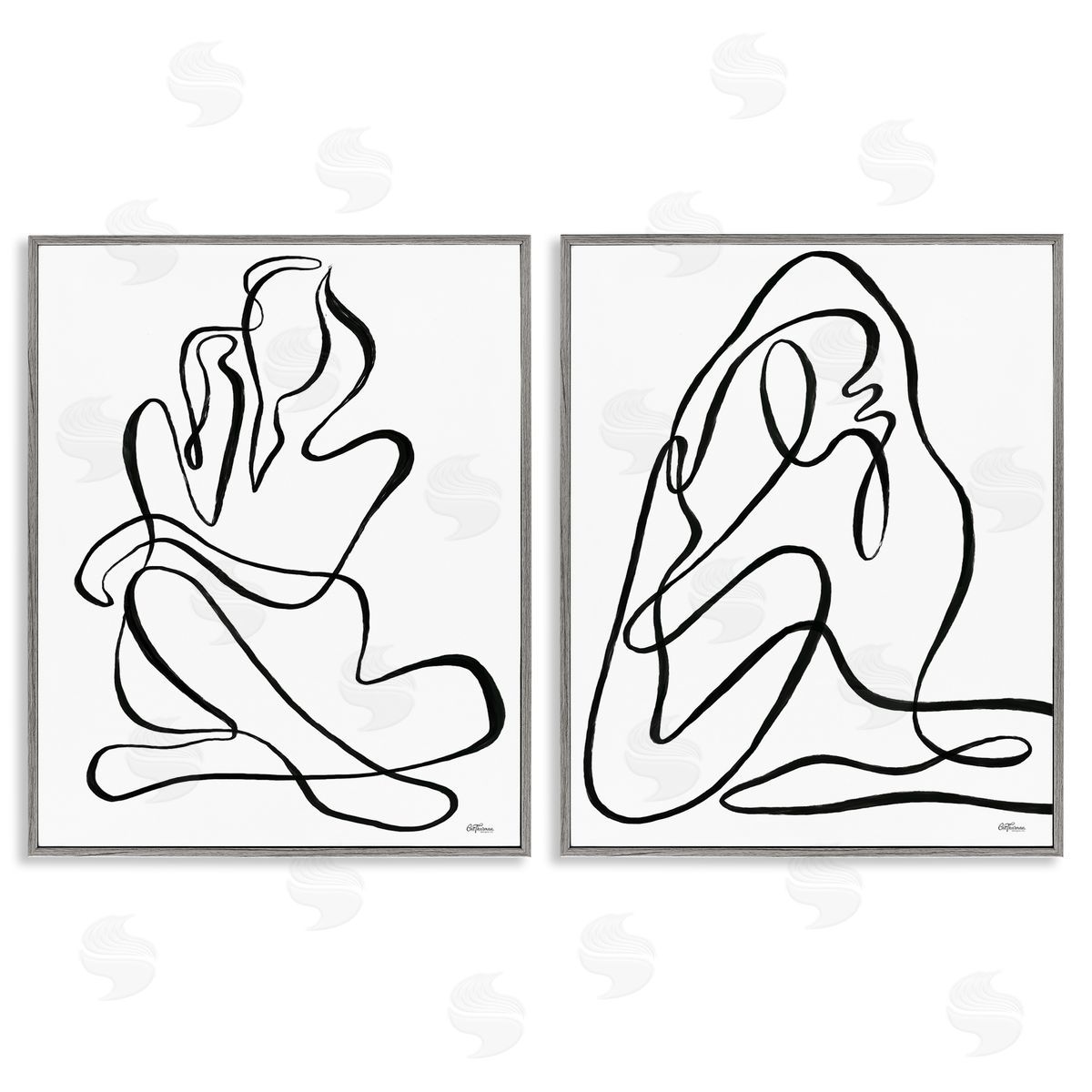 Cat Thurman Designs Minimalist Female Figure Gray Framed Giclee Wall Art Print