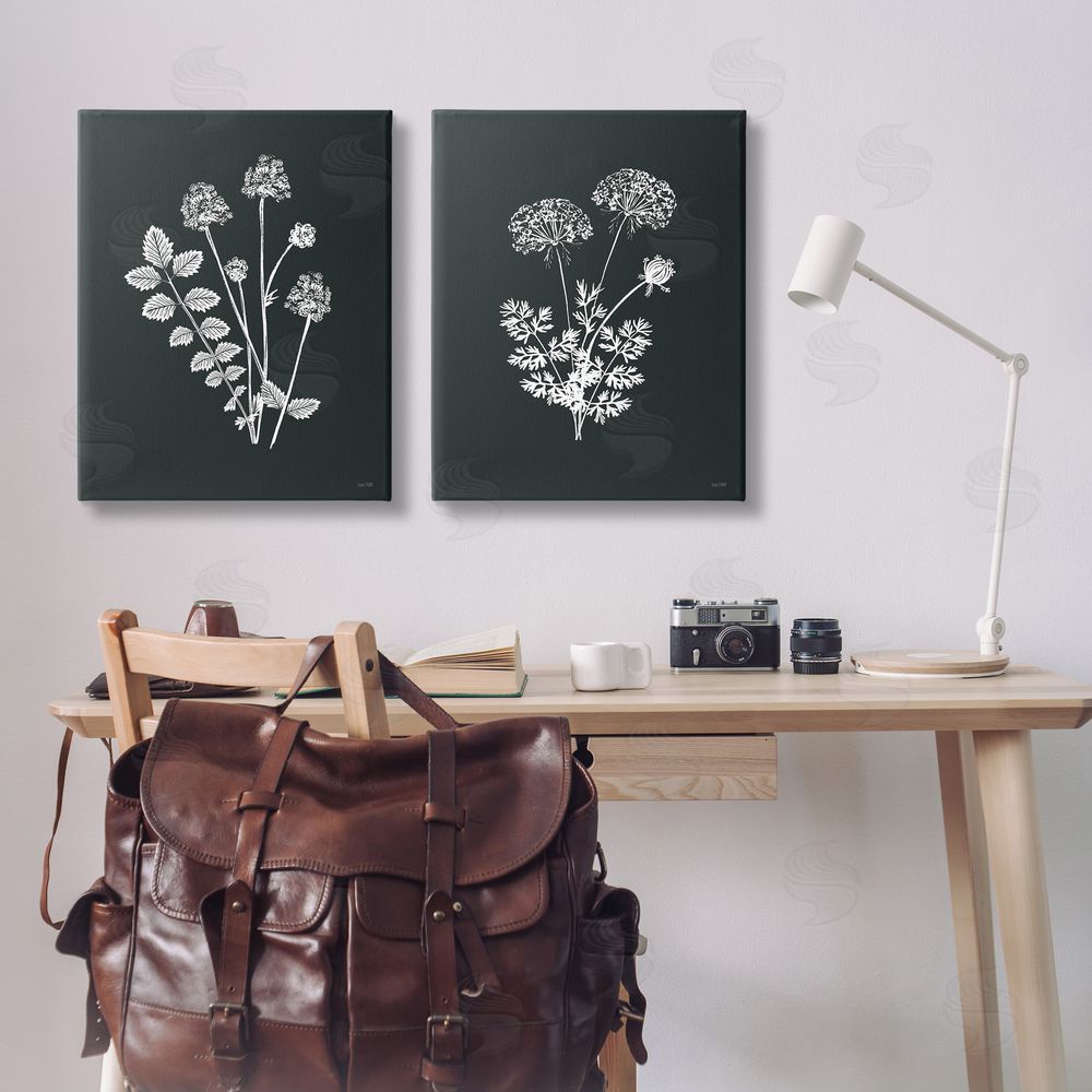 House Fenway Black and White Flower Cluster Canvas Wall Art Print in Room