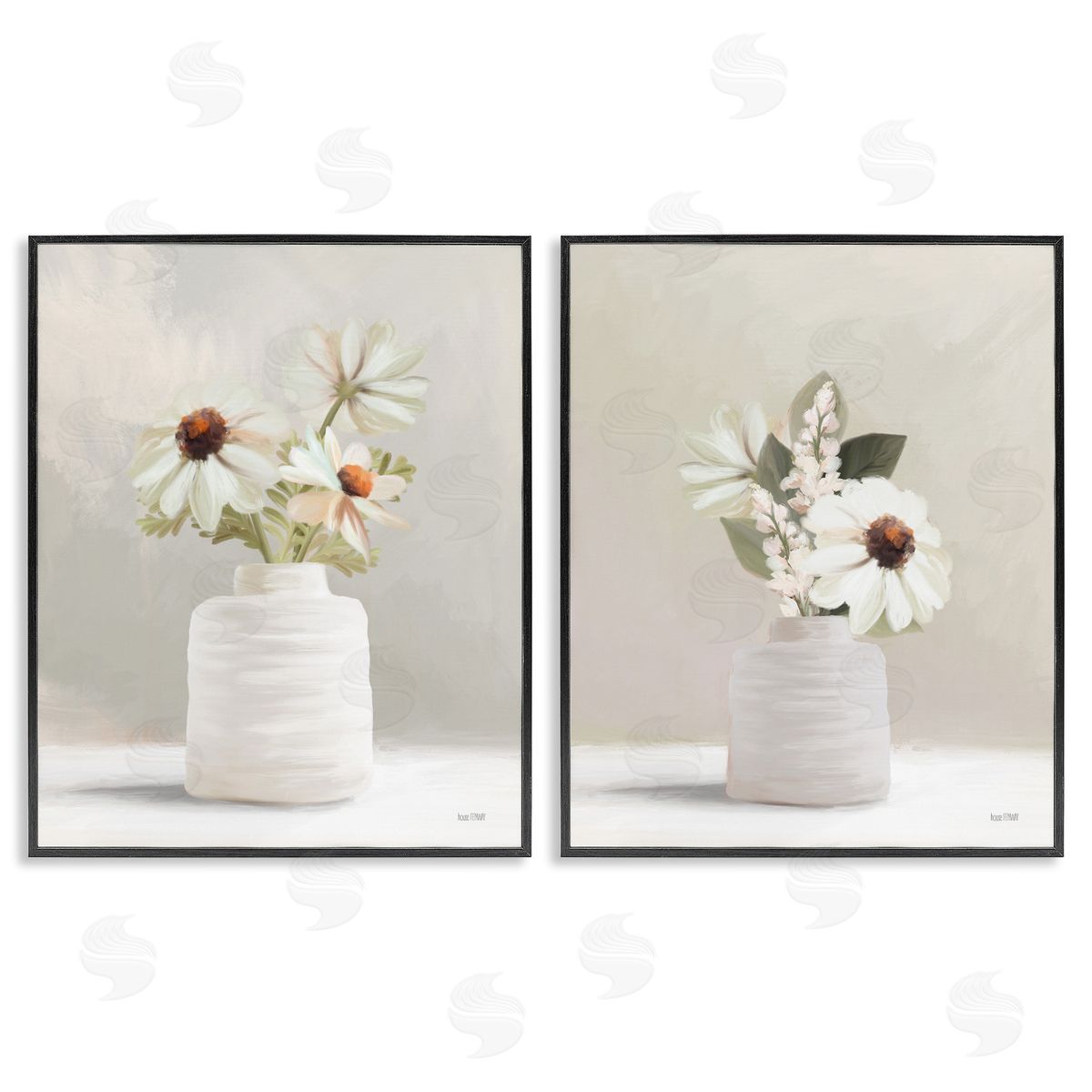 House Fenway Simply Elegant Floral Vase Black Framed Giclee Wall Art Print