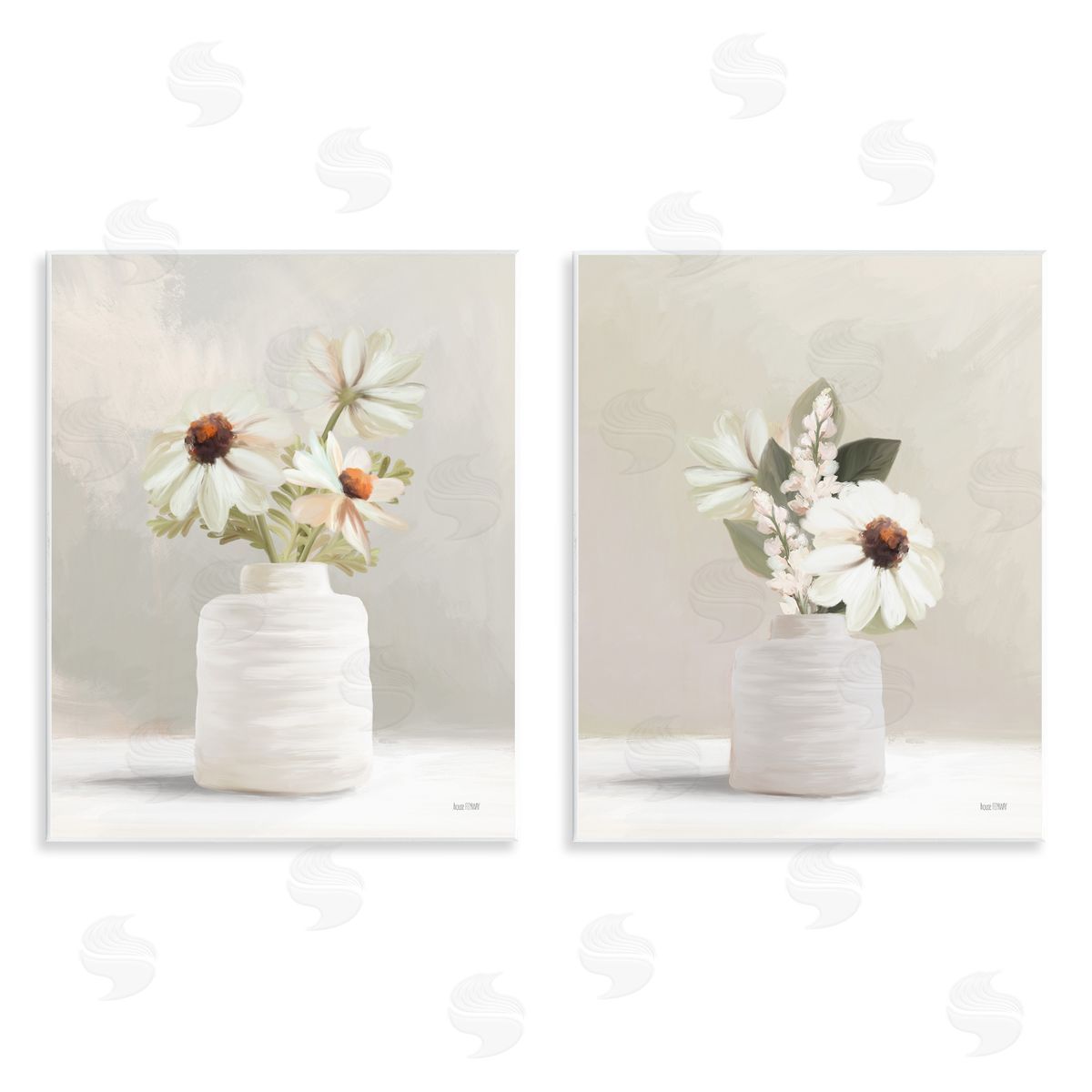 House Fenway Simply Elegant Floral Vase Wooden Wall Plaque Art Print