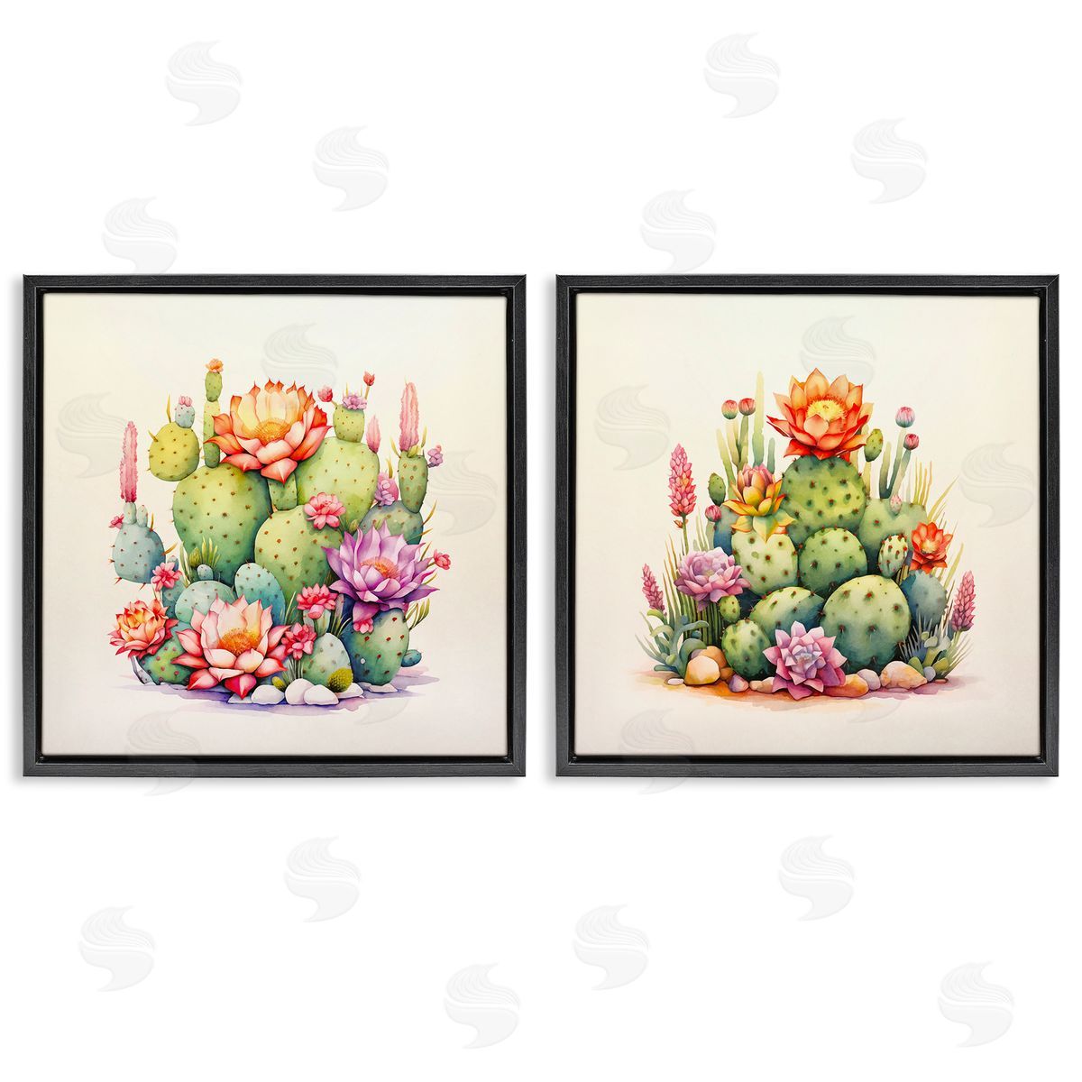 Andrea Haase Desert Spring Cactus Flowers Black Floating Frame Canvas Wall Art Print