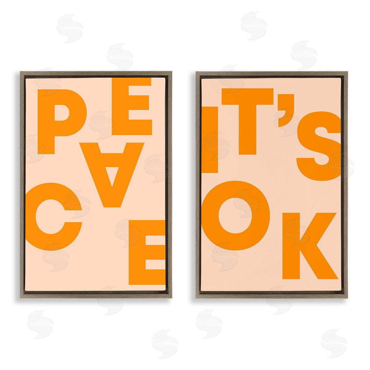 Incado Peace It's Ok Orange  Brown Floating Frame Canvas Wall Art Print