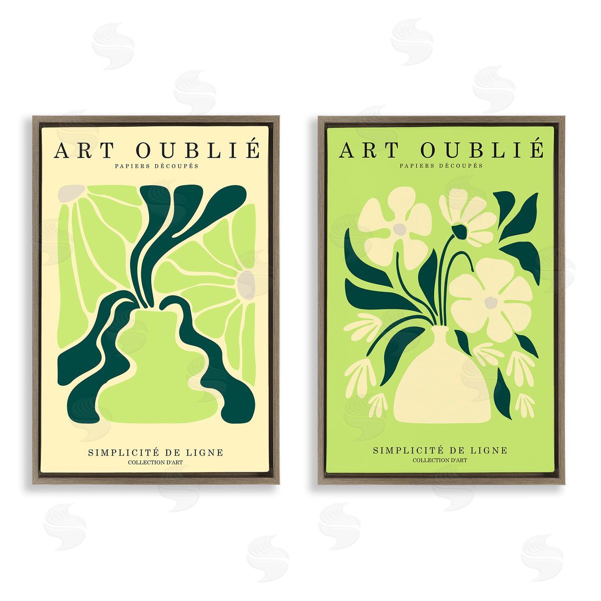 Incado Green French Museum Poster Brown Floating Frame Canvas Wall Art Print