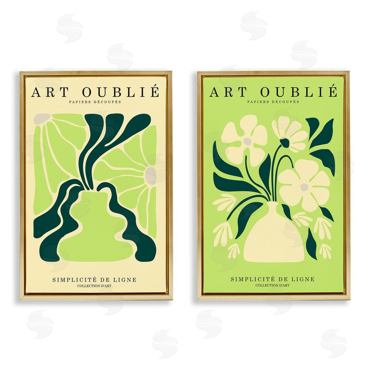 Incado Green French Museum Poster Gold Floating Frame Canvas Wall Art Print