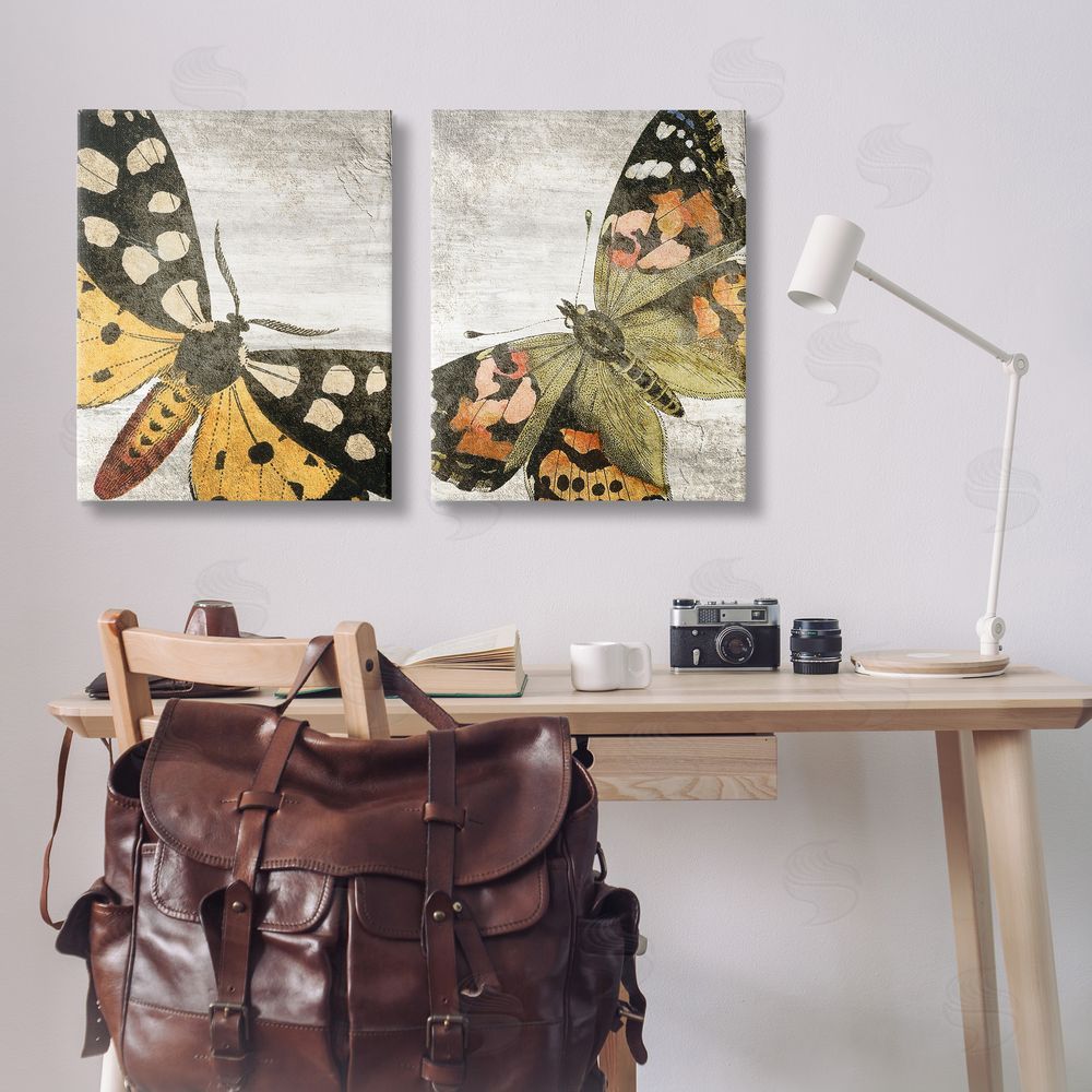 Kim Allen Vintage Spotted butterflies Canvas Wall Art Print in Room