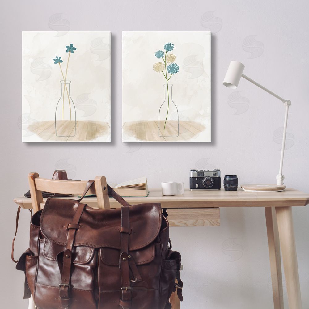 Kim Allen Simple Flower Sprigs Clear Vase Canvas Wall Art Print in Room