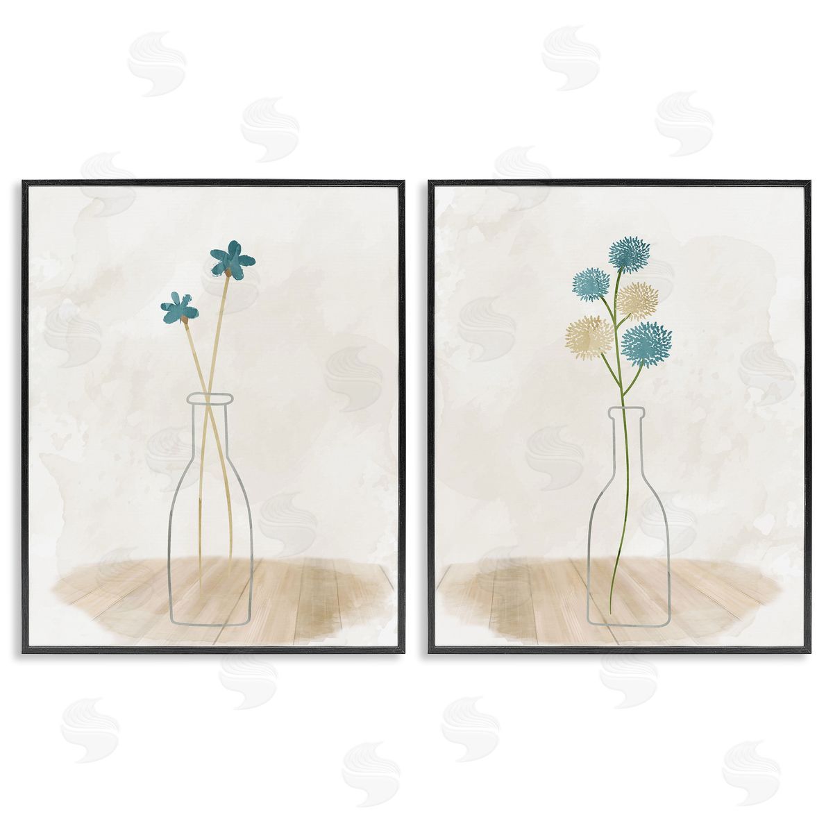 Kim Allen Simple Flower Sprigs Clear Vase Black Framed Giclee Wall Art Print
