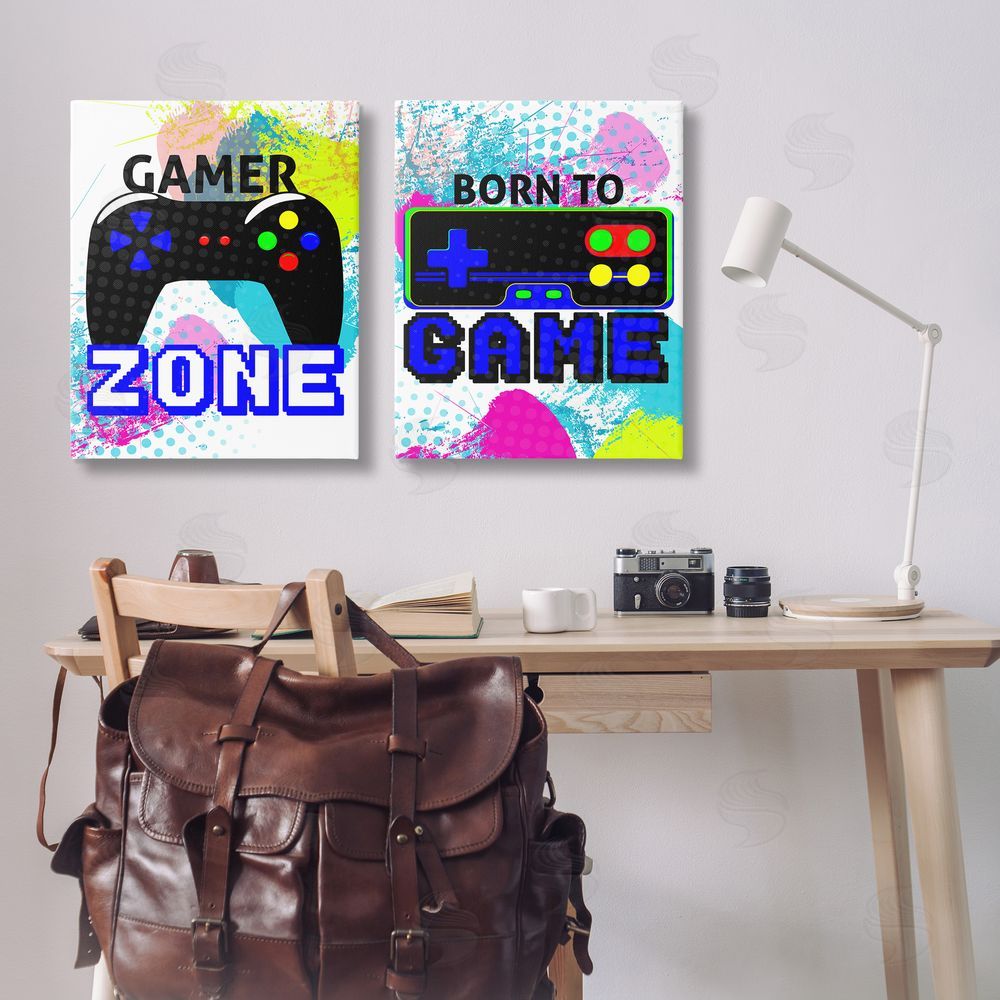 Kim Allen Gamer Zone Splash Remote Canvas Wall Art Print in Room