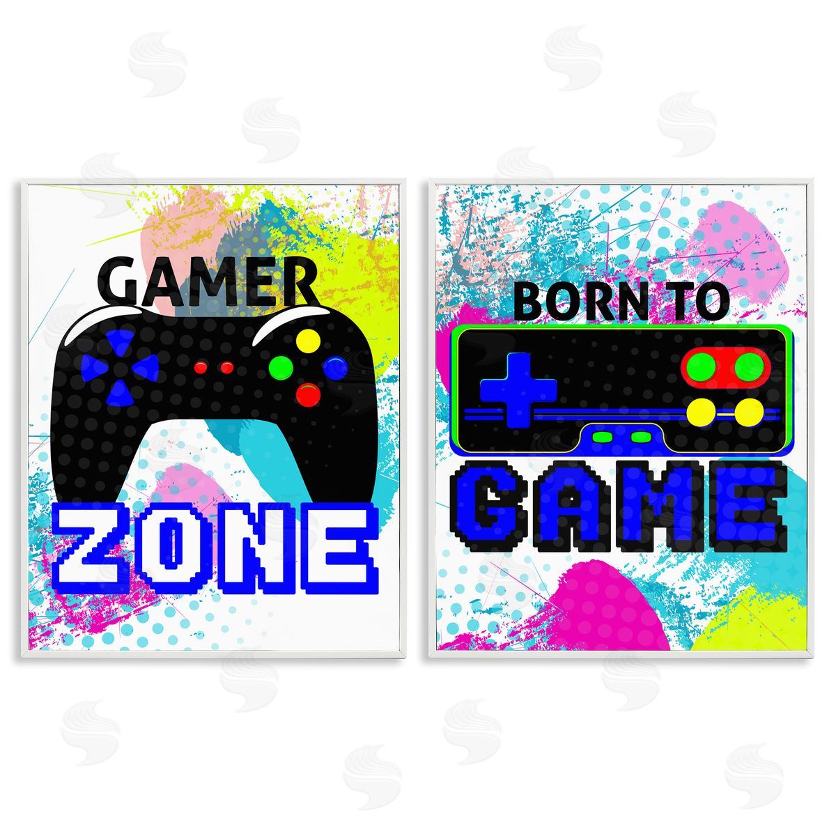 Kim Allen Gamer Zone Splash Remote White Framed Giclee Wall Art Print