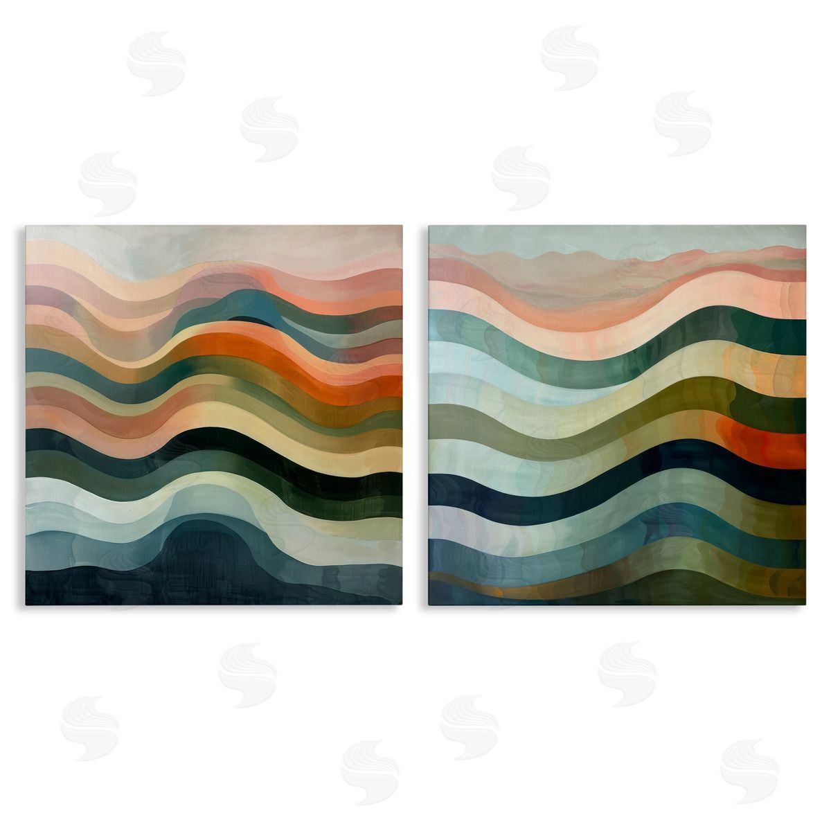 Lazar Studio Earth Tone Fluid Waves  Canvas Wall Art Print