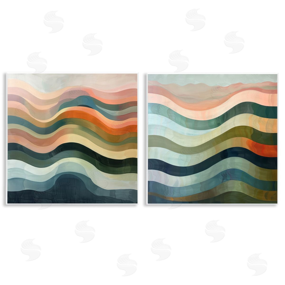 Lazar Studio Earth Tone Fluid Waves  Wooden Wall Plaque Art Print