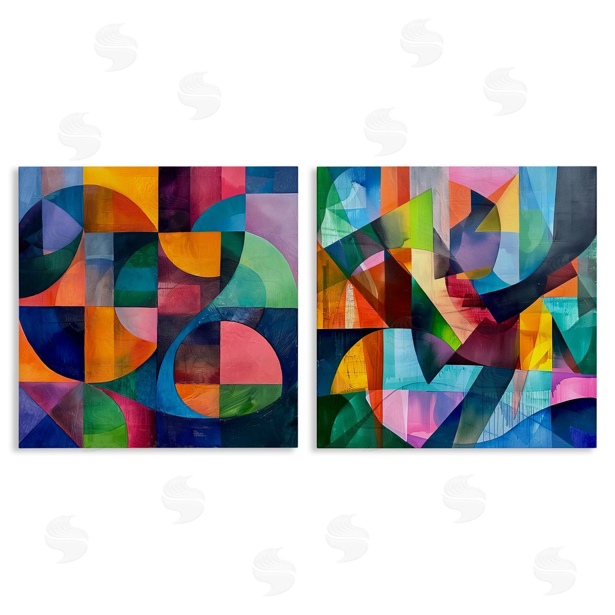 Lazar Studio Eye Catching Abstract Shapes  Canvas Wall Art Print