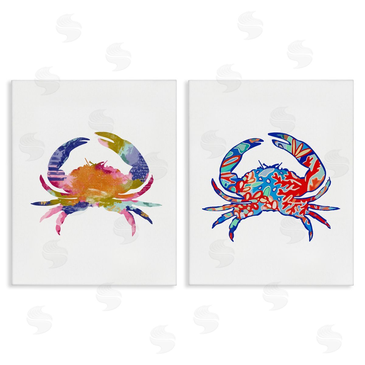 Lisa Nohren Colorful Crab Silhouette Canvas Wall Art Print