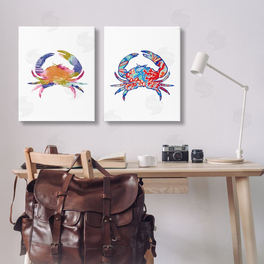 Lisa Nohren Colorful Crab Silhouette Canvas Wall Art Print in Room