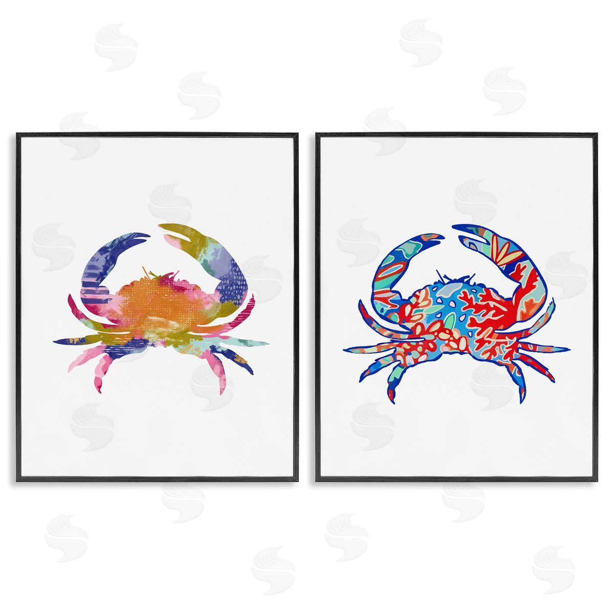 Lisa Nohren Colorful Crab Silhouette Black Framed Giclee Wall Art Print