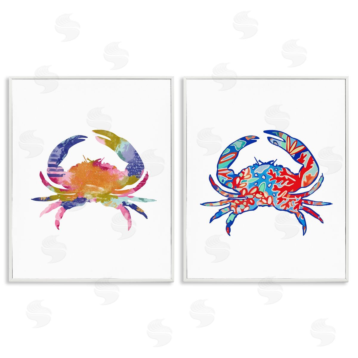 Lisa Nohren Colorful Crab Silhouette White Framed Giclee Wall Art Print