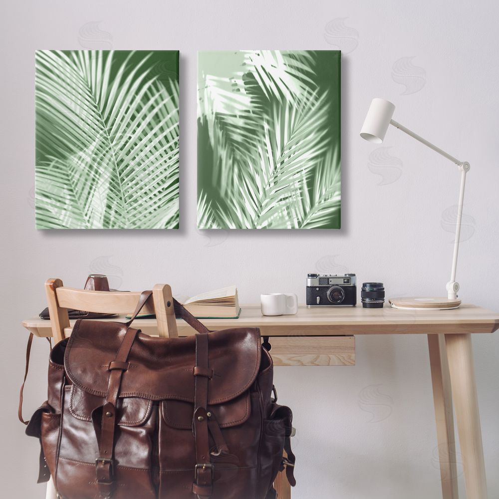 Melonie Miller Blurred Green Palm Fronds Canvas Wall Art Print in Room