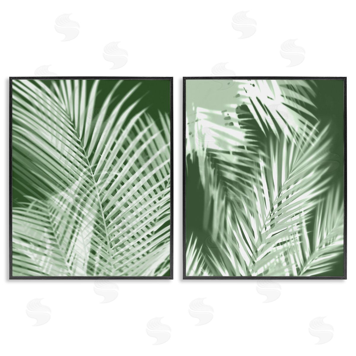 Melonie Miller Blurred Green Palm Fronds Black Framed Giclee Wall Art Print