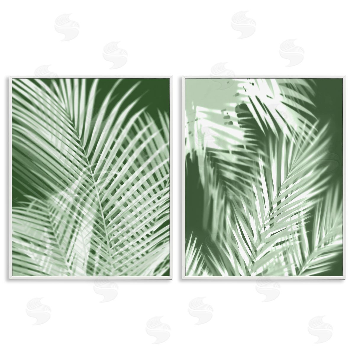 Melonie Miller Blurred Green Palm Fronds White Framed Giclee Wall Art Print