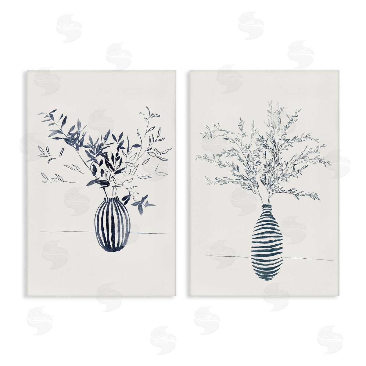 Yuyu Pont Striped Floral Table Vase Canvas Wall Art Print