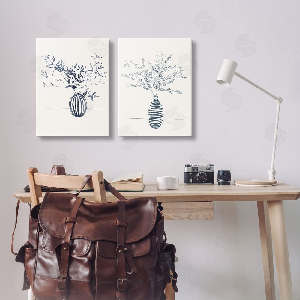 Yuyu Pont Striped Floral Table Vase Canvas Wall Art Print in Room