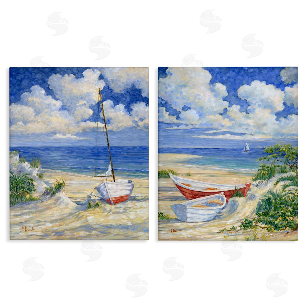 Paul Brent Row Boat on Sandy Beach Canvas Wall Art Print