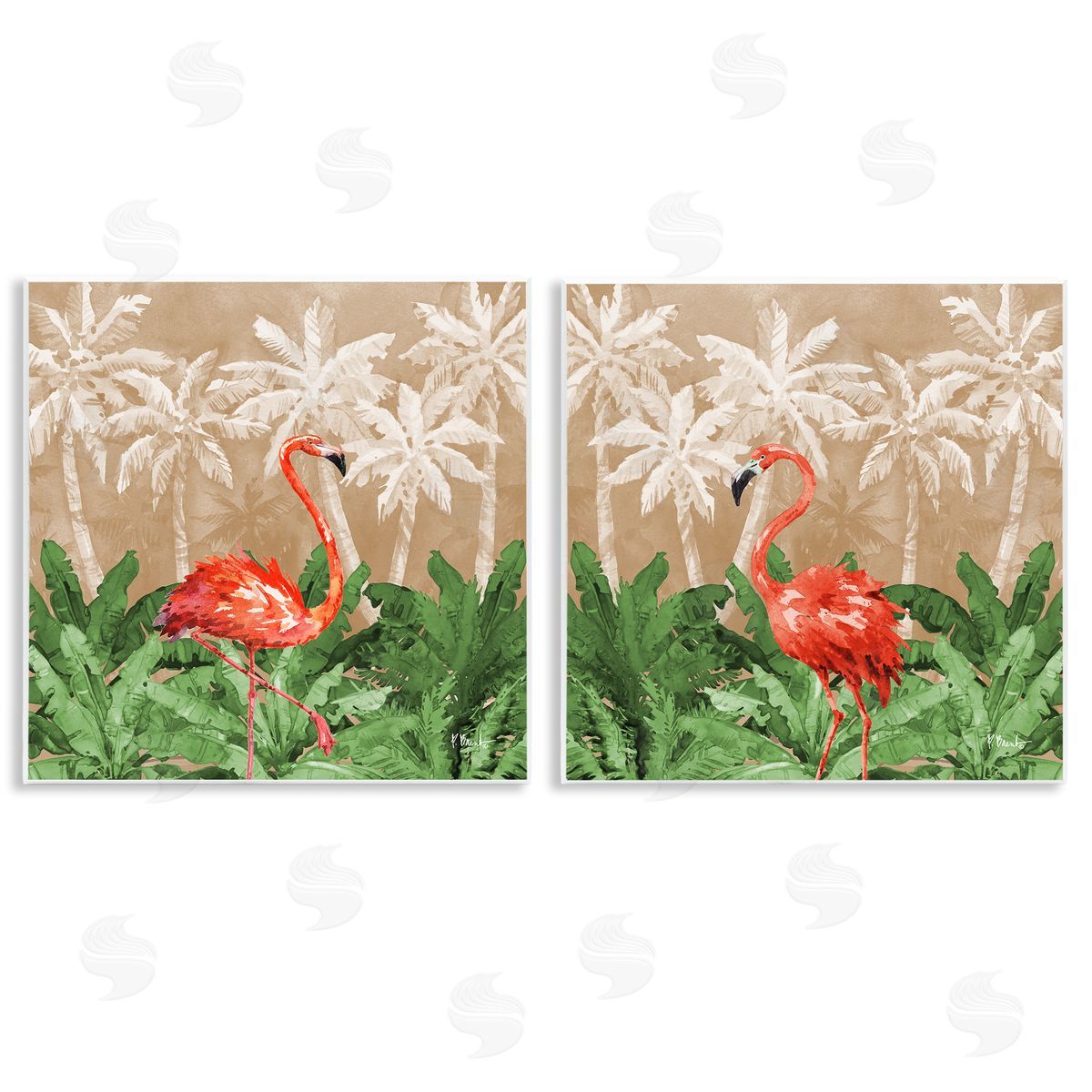 Paul Brent Flamingoes in the Jungle  Wooden Wall Plaque Art Print