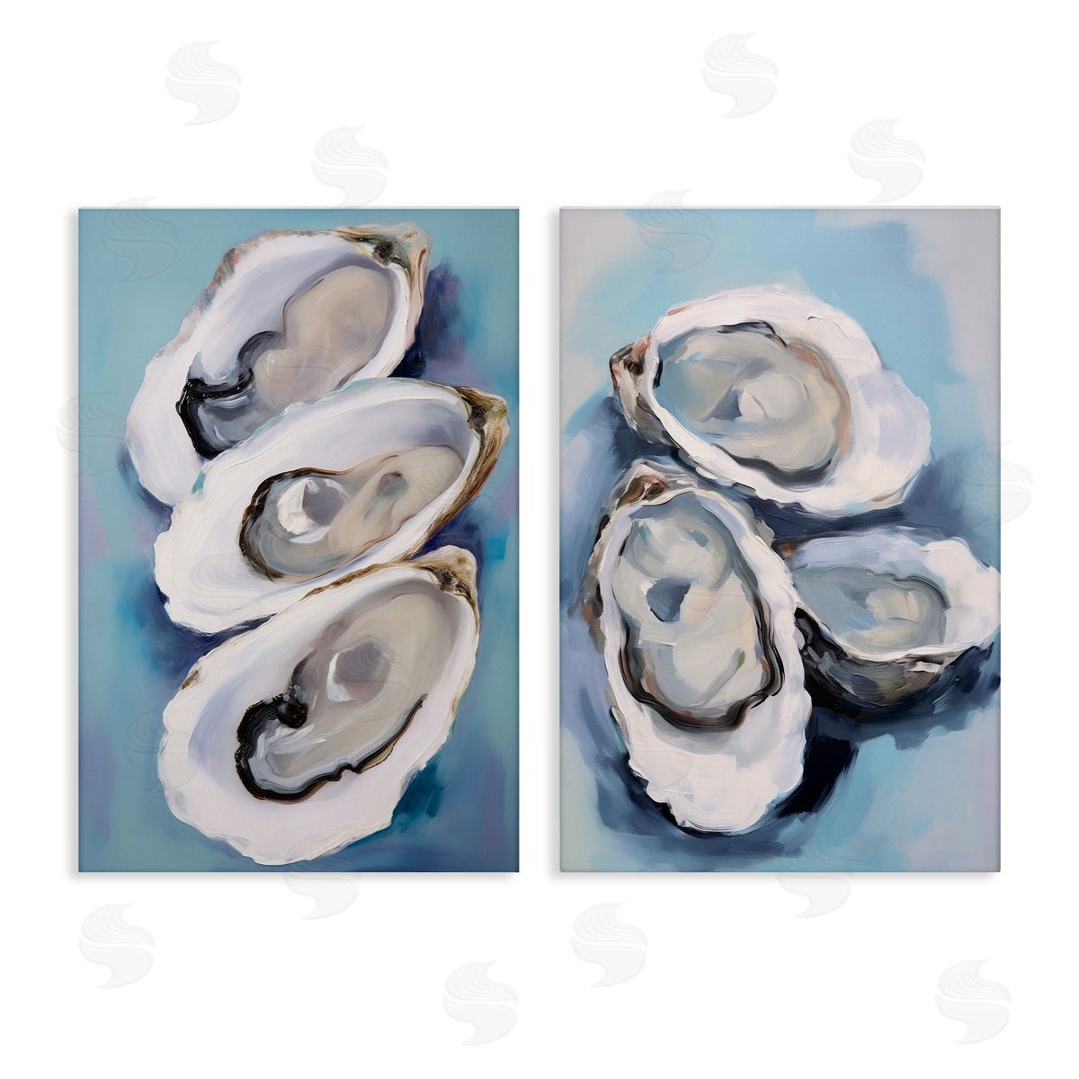 Petal Prints Design Trio Half Shell Oysters Canvas Wall Art Print