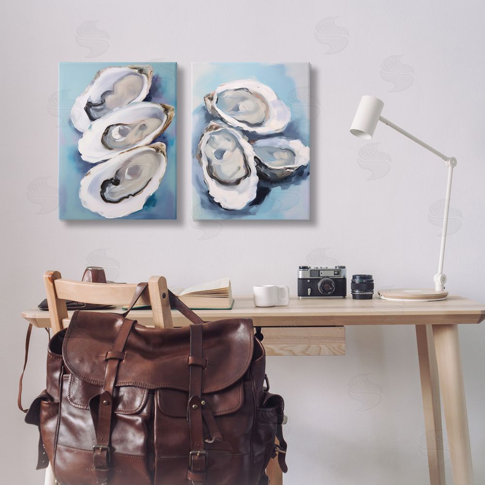 Petal Prints Design Trio Half Shell Oysters Canvas Wall Art Print in Room