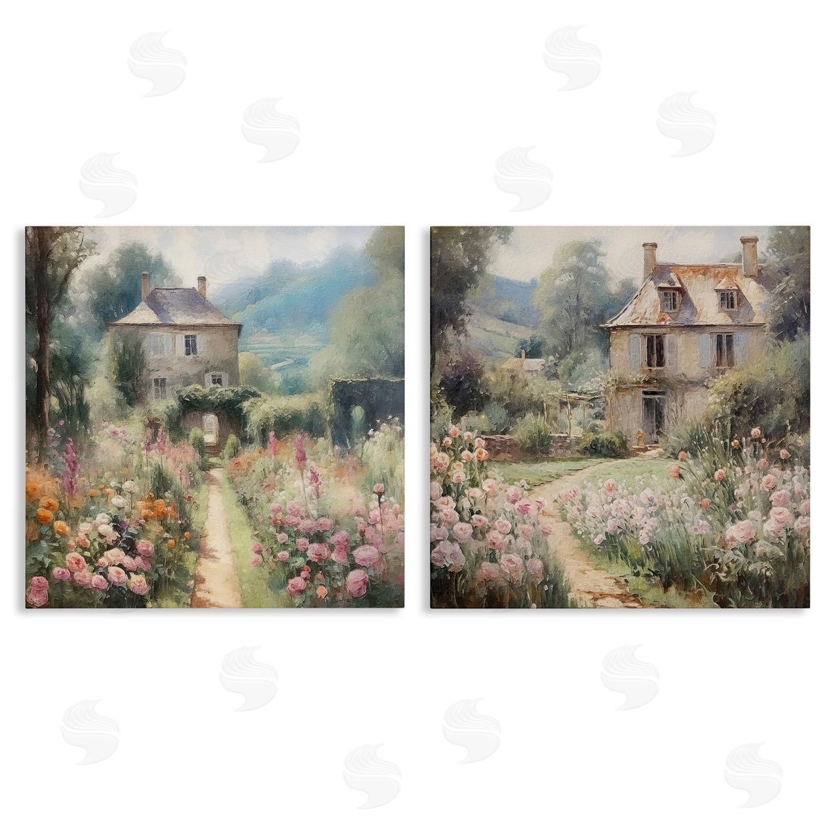 Riley B Quaint French Country Garden Canvas Wall Art Print