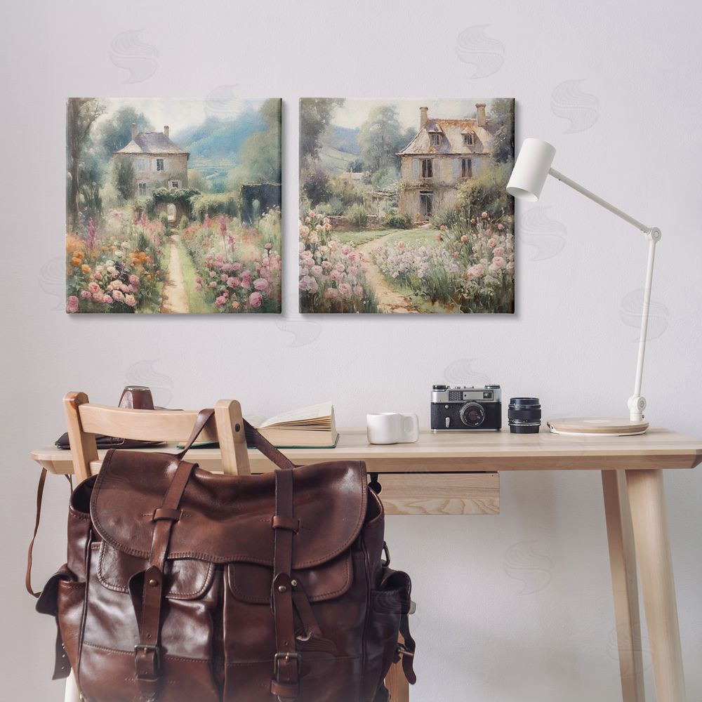 Riley B Quaint French Country Garden Canvas Wall Art Print in Room