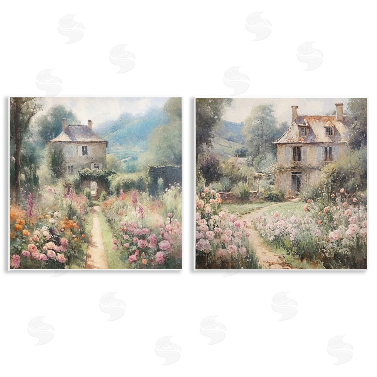 Riley B Quaint French Country Garden Wooden Wall Plaque Art Print