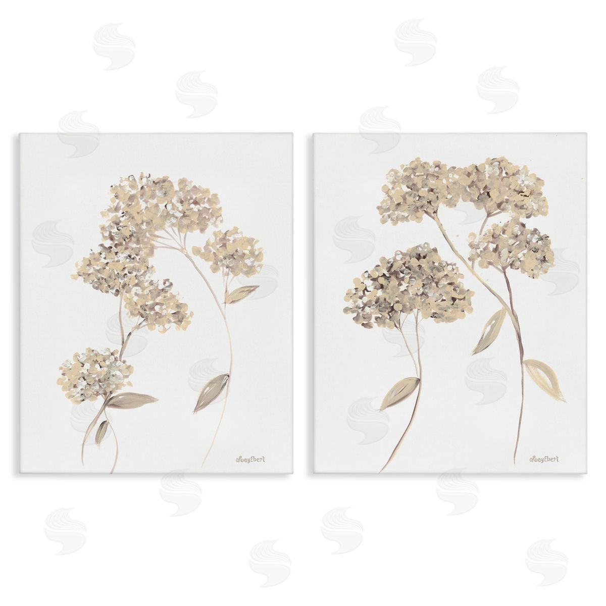 Roy Ebert Plain Beige Blossom Sprig Canvas Wall Art Print