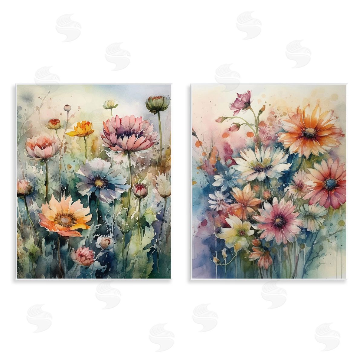 Ryley Gray Watercolor Daisy Field Flowers Wooden Wall Plaque Art Print
