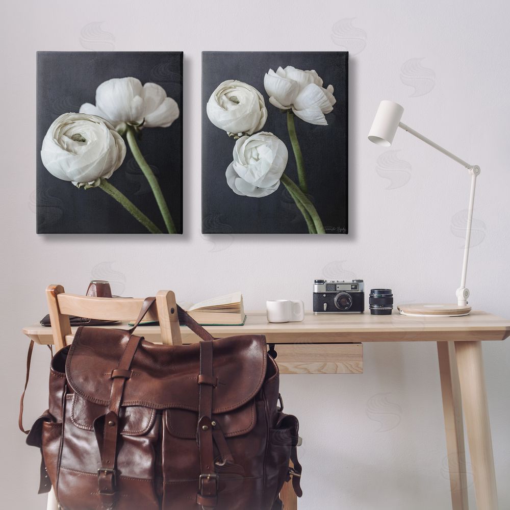 Jennifer Rigsby Simple Black & White Peony Canvas Wall Art Print in Room