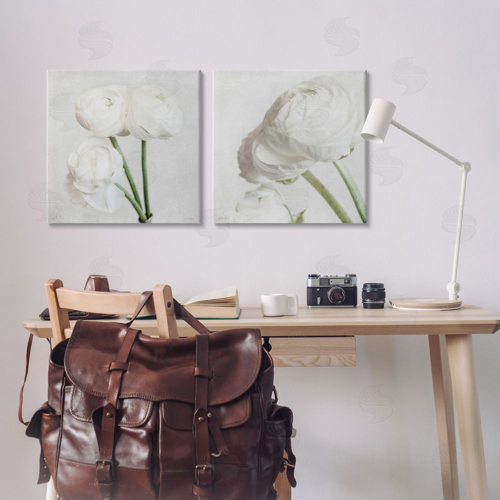 Jennifer Rigsby Simple White Peony Stems Canvas Wall Art Print in Room