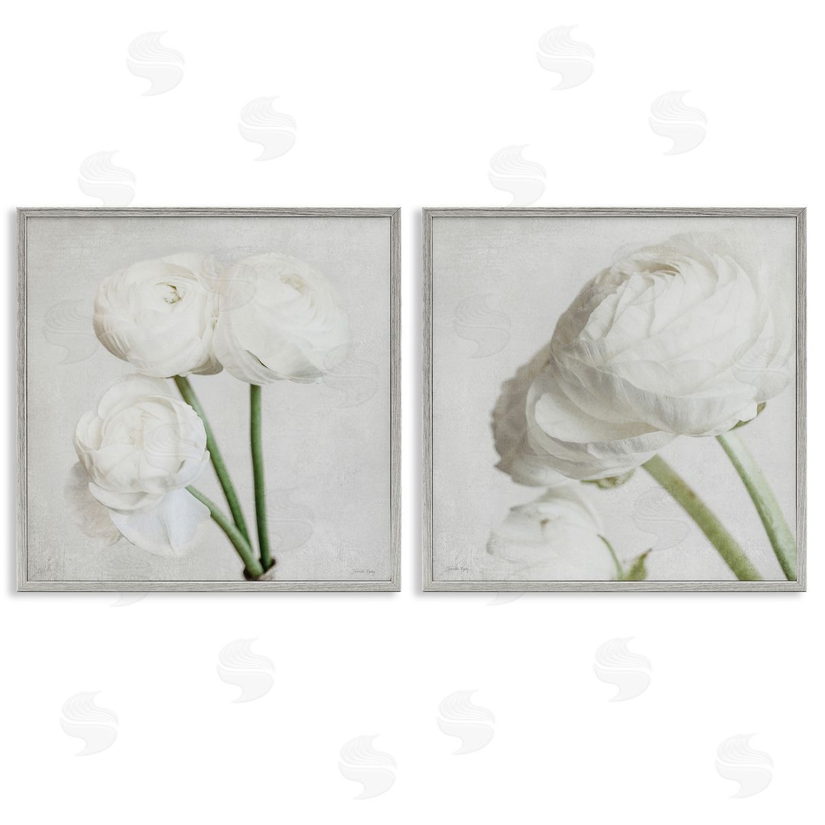 Jennifer Rigsby Simple White Peony Stems Gray Framed Giclee Wall Art Print