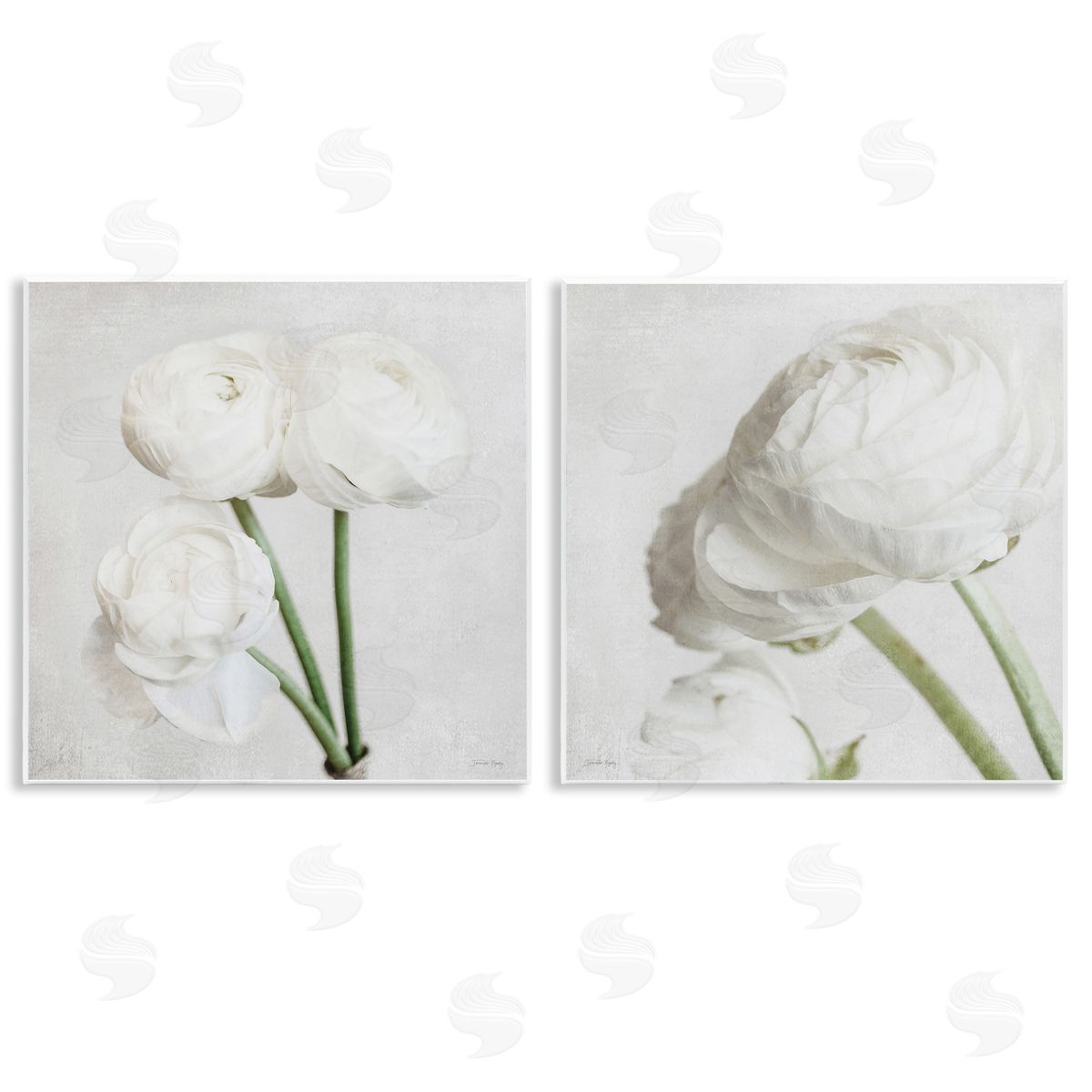Jennifer Rigsby Simple White Peony Stems Wooden Wall Plaque Art Print