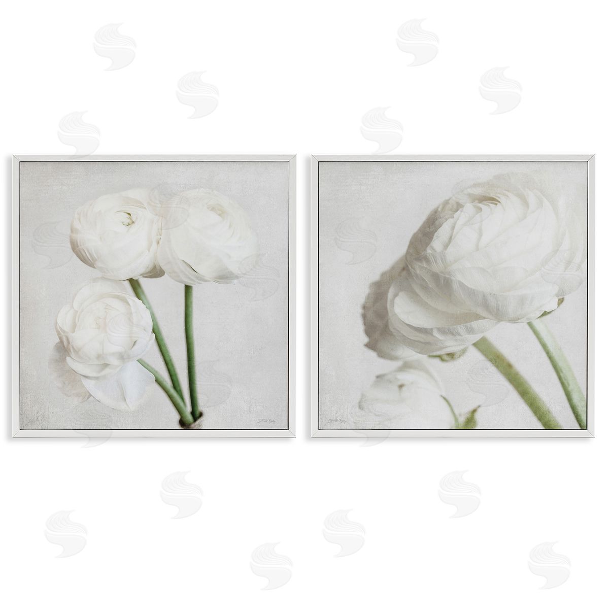 Jennifer Rigsby Simple White Peony Stems White Framed Giclee Wall Art Print