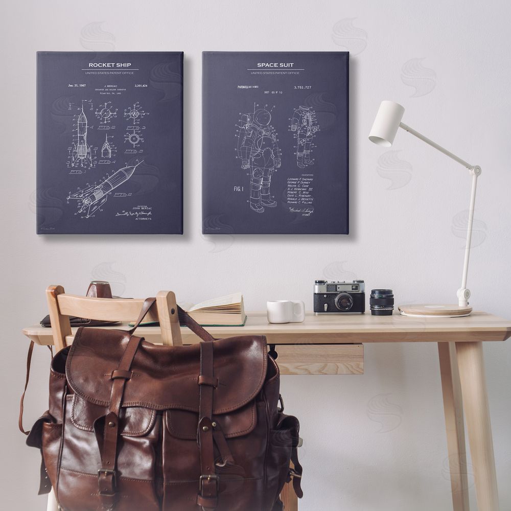 Susan Ball Rocket Space Suit Diagram  Canvas Wall Art Print in Room