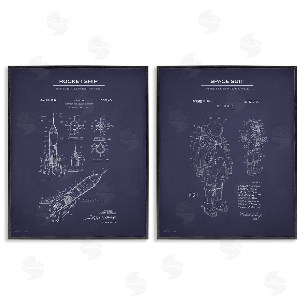 Susan Ball Rocket Space Suit Diagram  Black Framed Giclee Wall Art Print