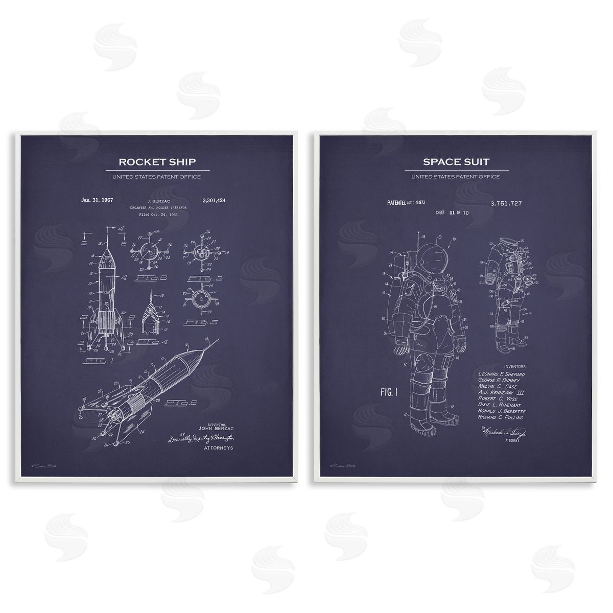 Susan Ball Rocket Space Suit Diagram  White Framed Giclee Wall Art Print