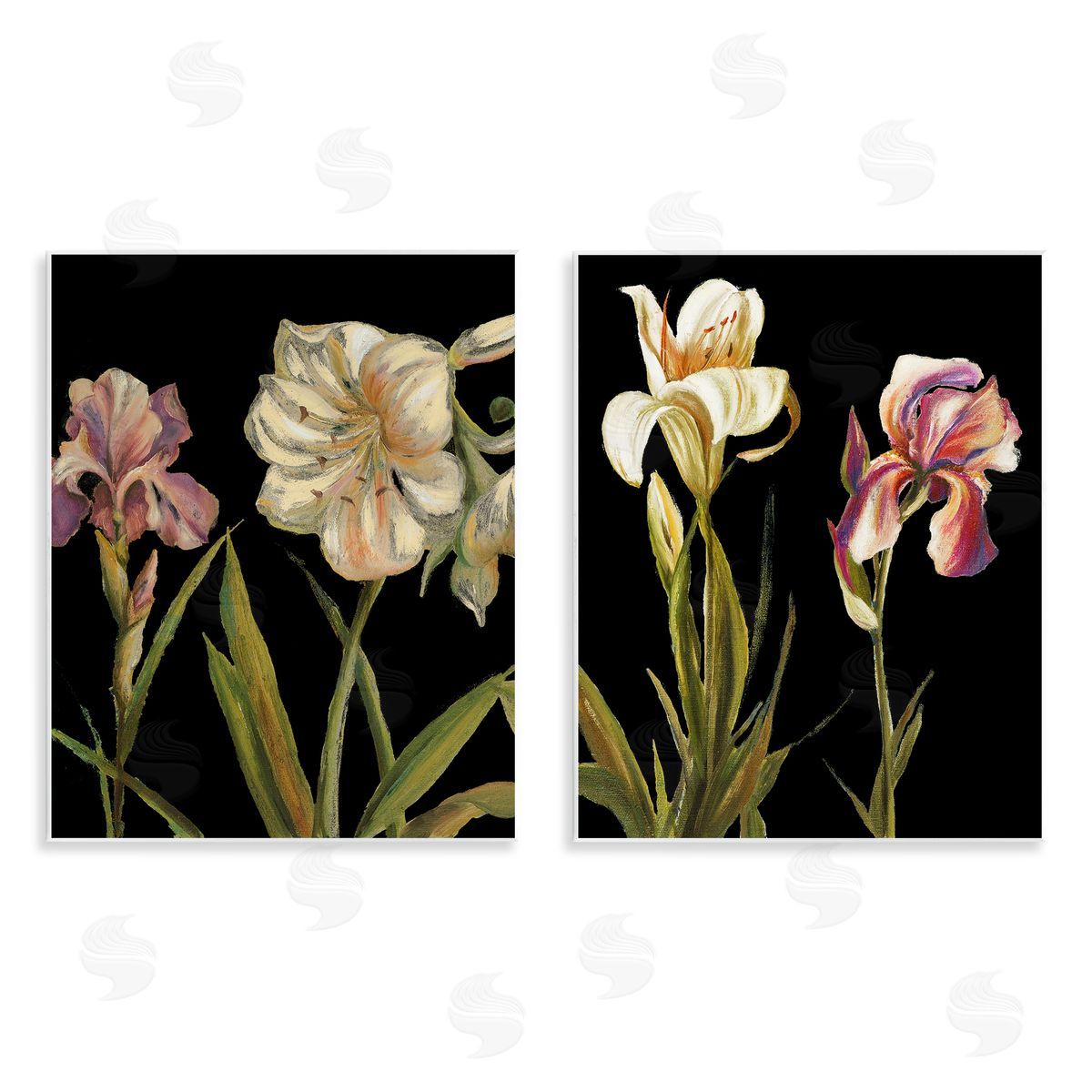 Samantha Carter Blooming Purple Iris White Lily Wooden Wall Plaque Art Print