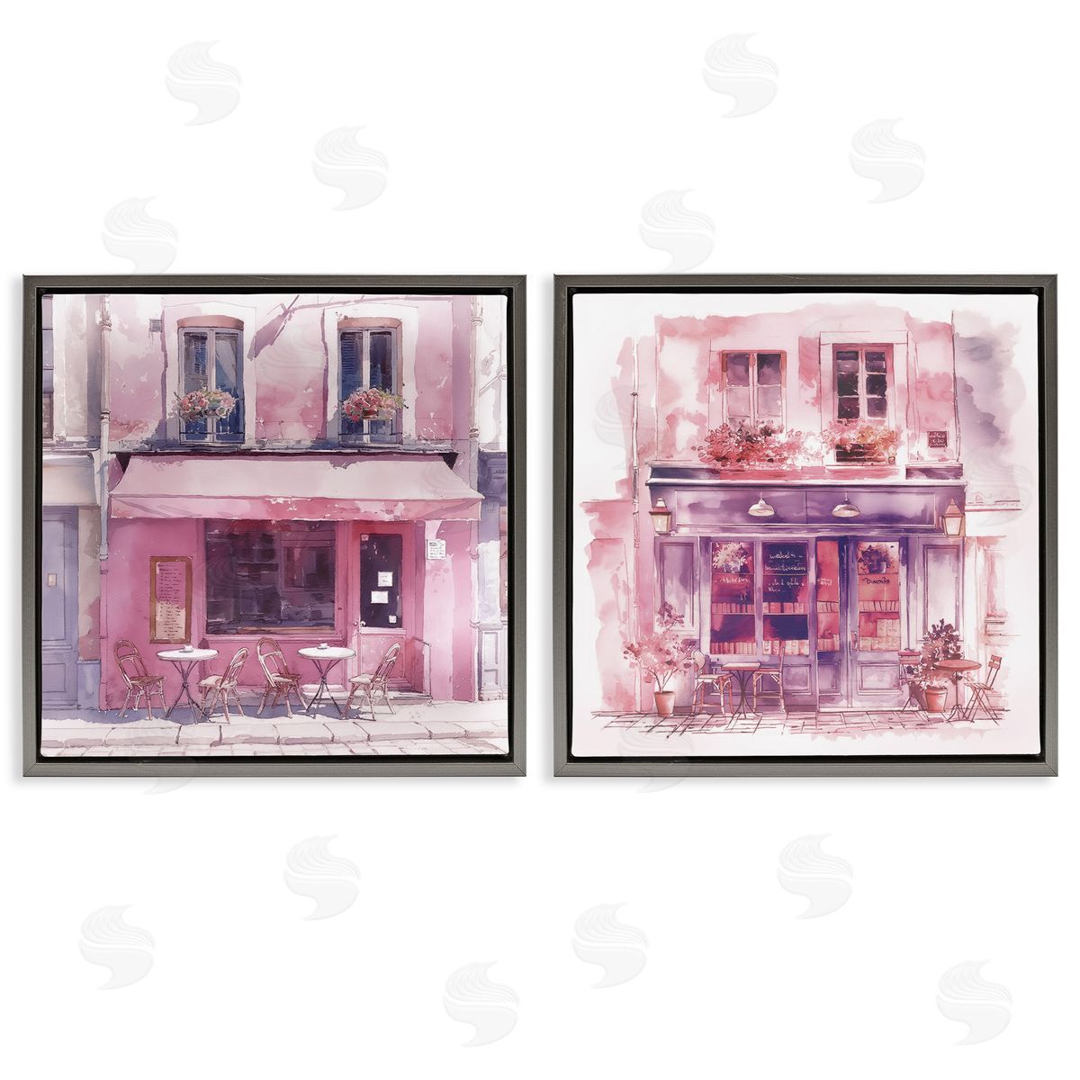 Steve Hunziker Pink Outdoor Café Tables Gray Floating Frame Canvas Wall Art Print