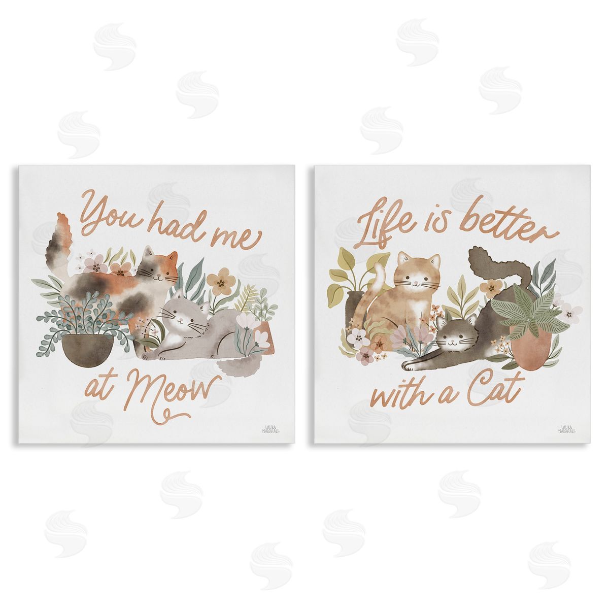 Laura Marshall Garden Friends Cat Phrases Canvas Wall Art Print