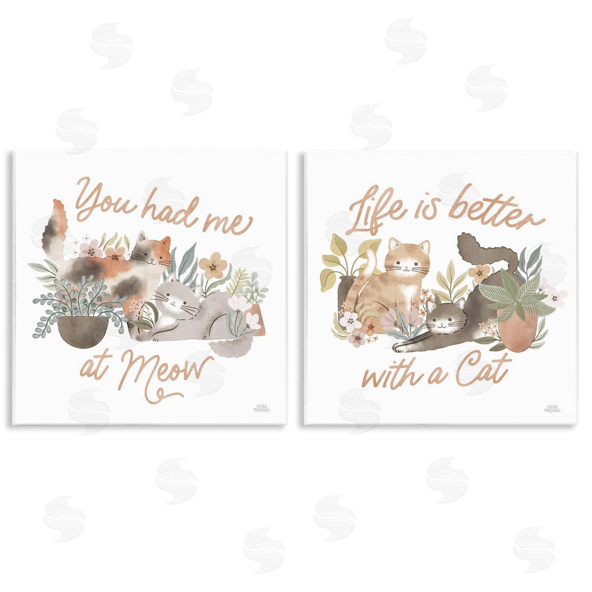 Laura Marshall Garden Friends Cat Phrases Wooden Wall Plaque Art Print