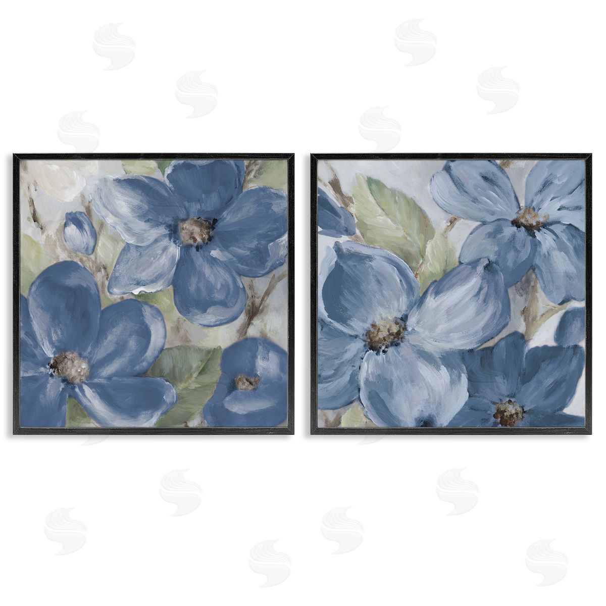 Lanie Loreth Blue Blooming Petals Black Framed Giclee Wall Art Print
