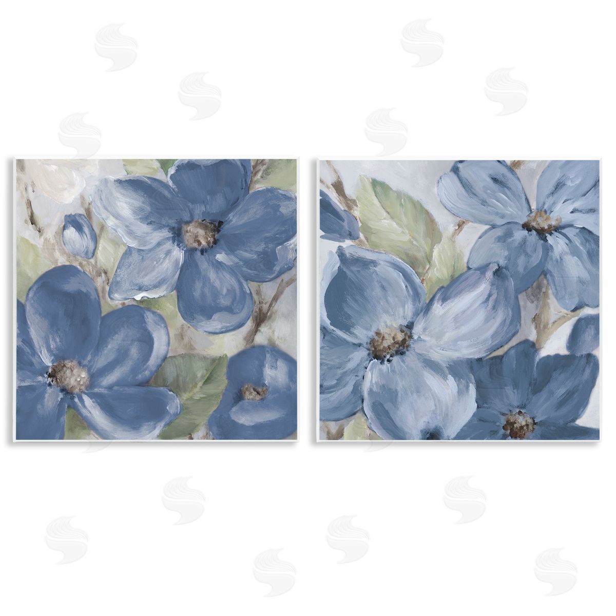 Lanie Loreth Blue Blooming Petals Wooden Wall Plaque Art Print